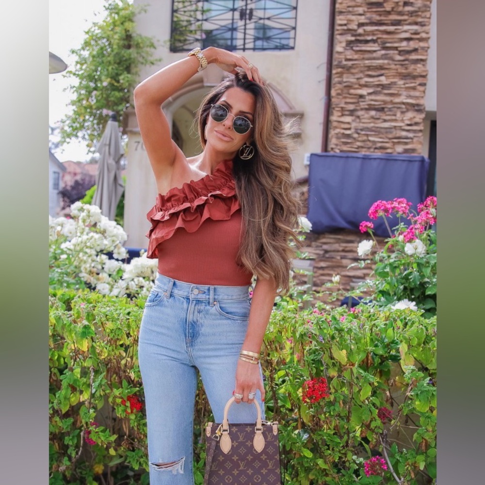 Express Ruffled One-Shoulder Bodysuit